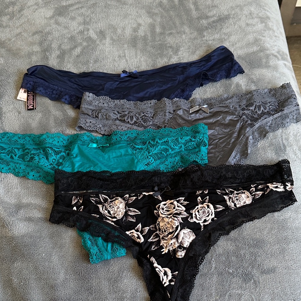 Victoria's Secret Lace Panties Set - Black, Gray, Teal, Navy